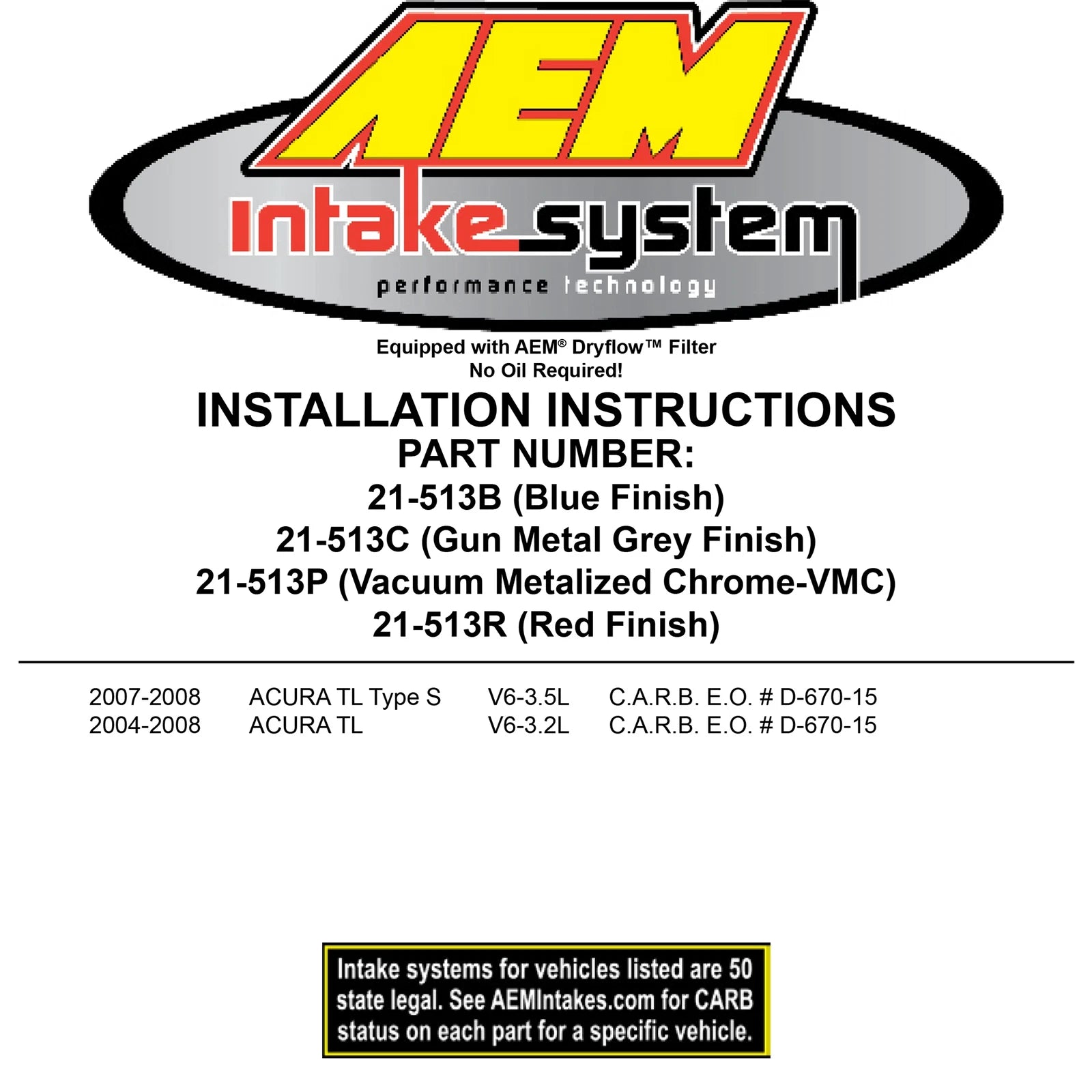 AEM Polished Cold Air Intake | Acura TL (04-07) / TL-S (07) (21-513P)
