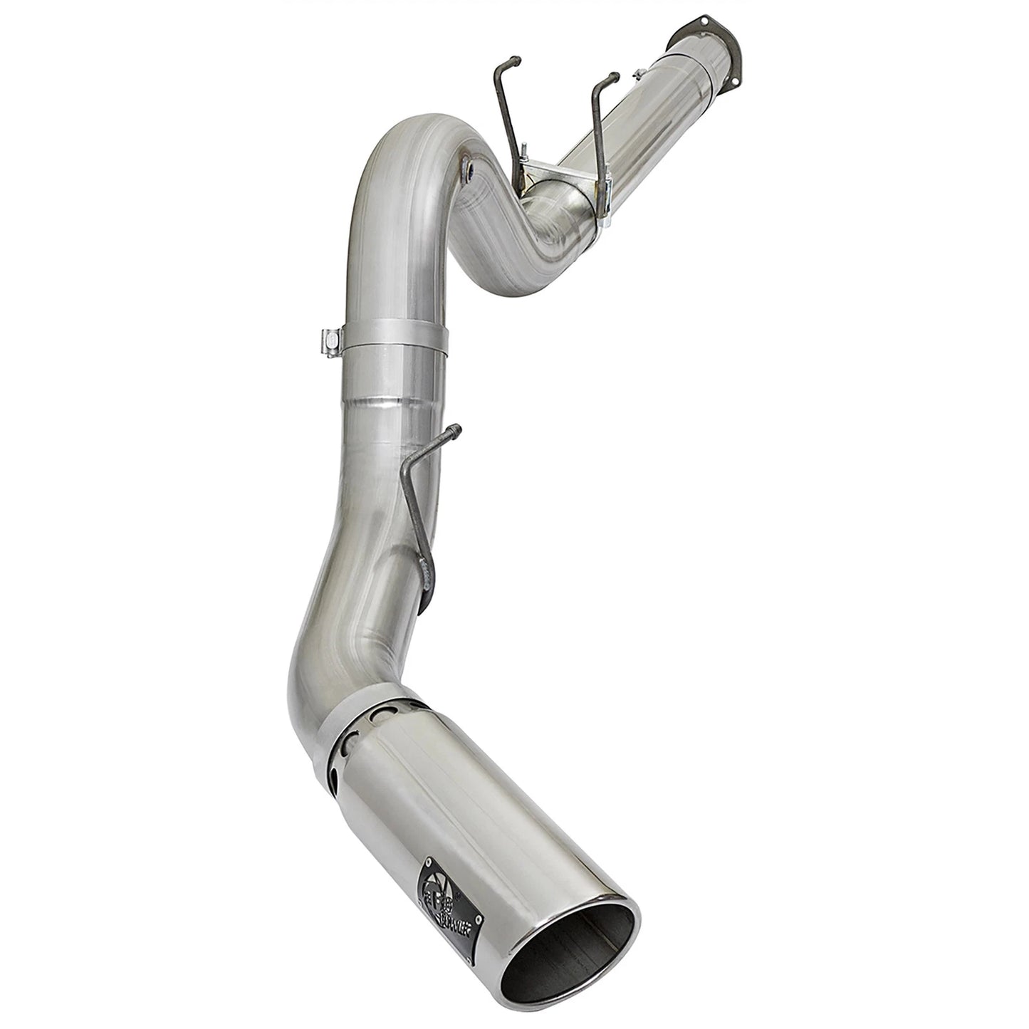 aFe 5in DPF-Back Alum Steel Exhaust w/Polished Tip | Ford Diesel Trucks V8 6.7L (49-03090-P)