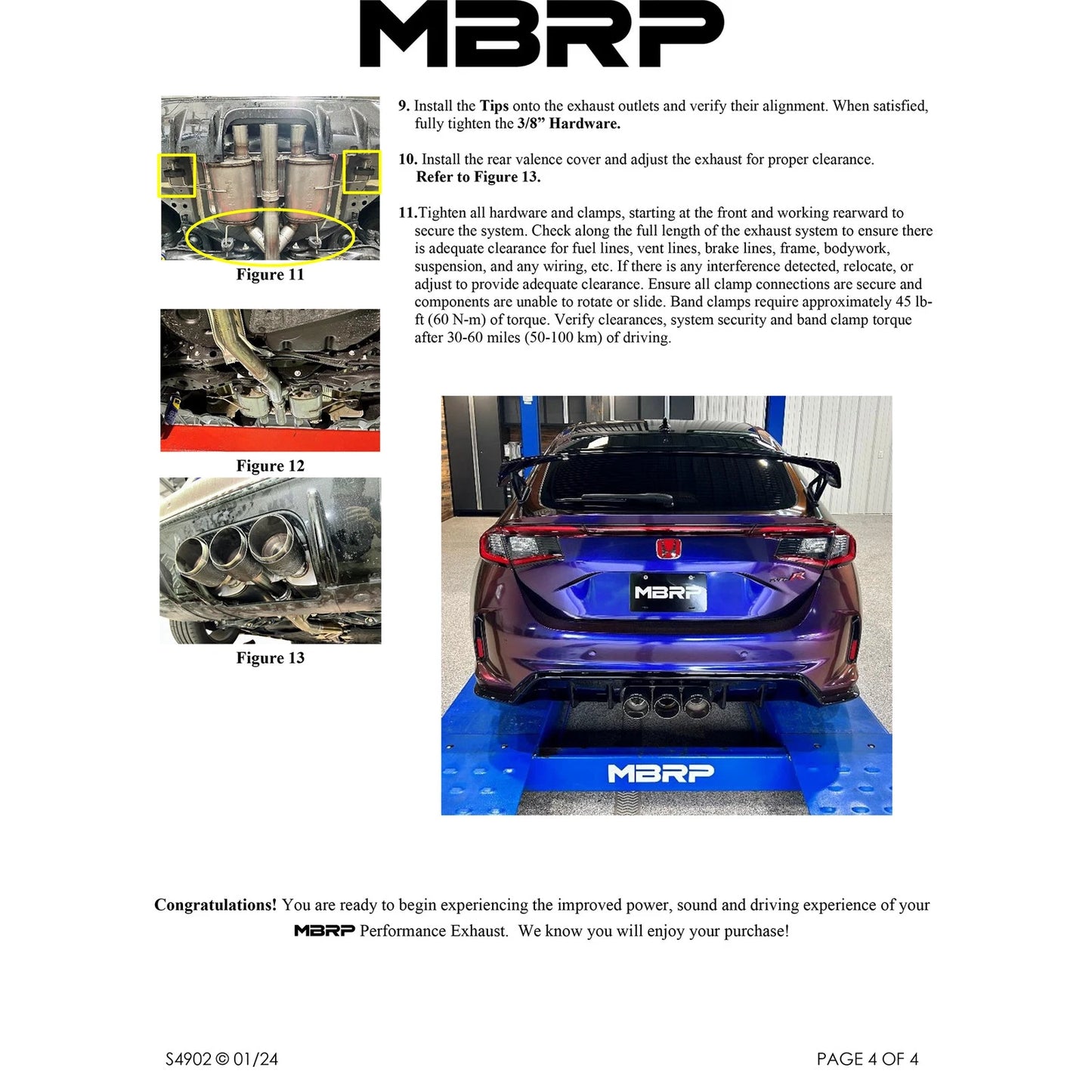 MBRP Stainless Steel Cat-Back Exhaust System | 2023+ Honda Civic Type-R (S49023CF)