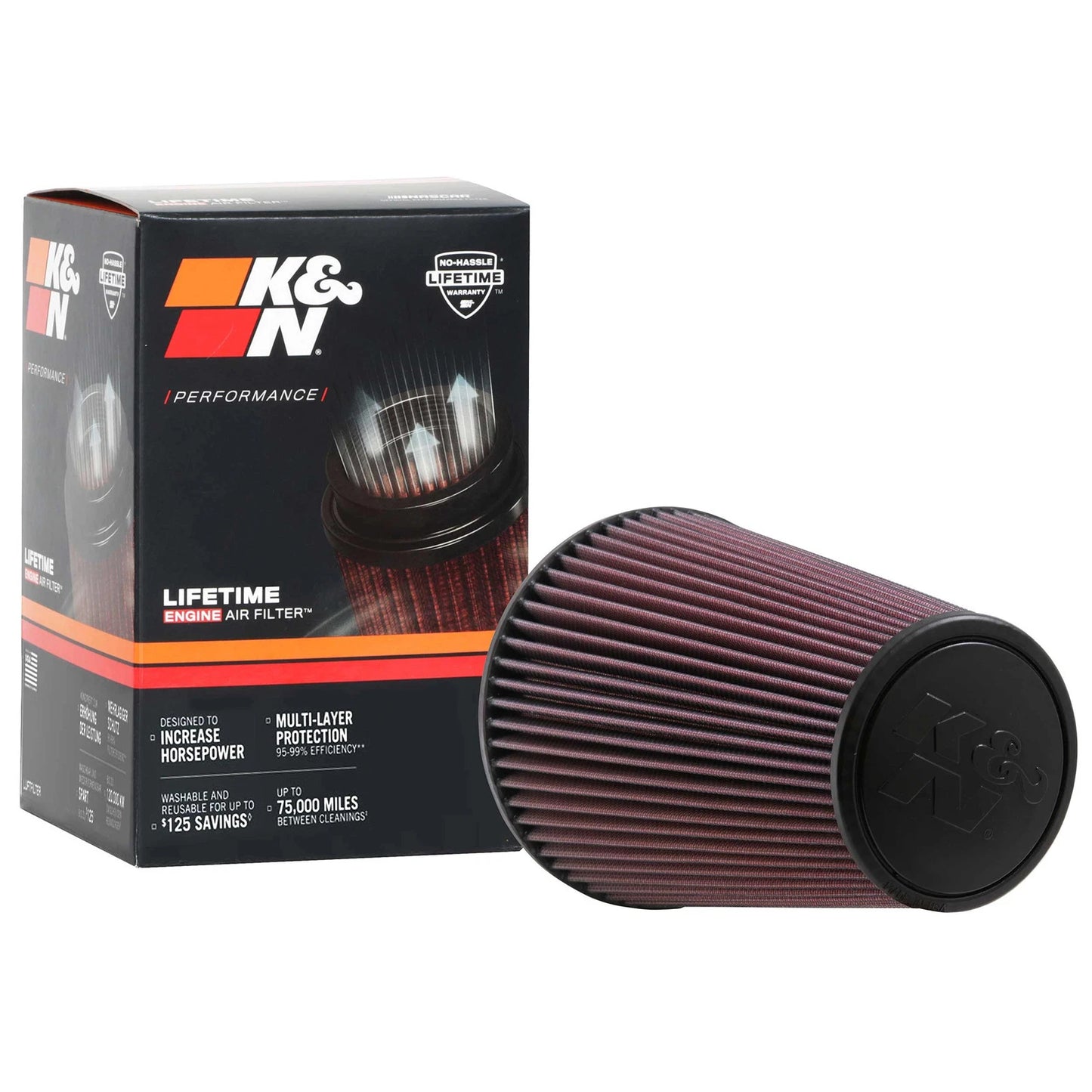 K&N RU-5046 Universal Round Tapered Performance Washable Air Filter for Intake