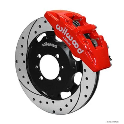 Wilwood Dynapro 6 Front Hat Kit 12.19in Drilled Red 2012 Fiat 500 w/ Lines