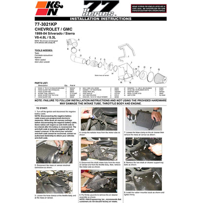 K&N High Flow Performance Kit | Chevy Silverado (99-04) V8 4.8/5.3L (77-3021KP)