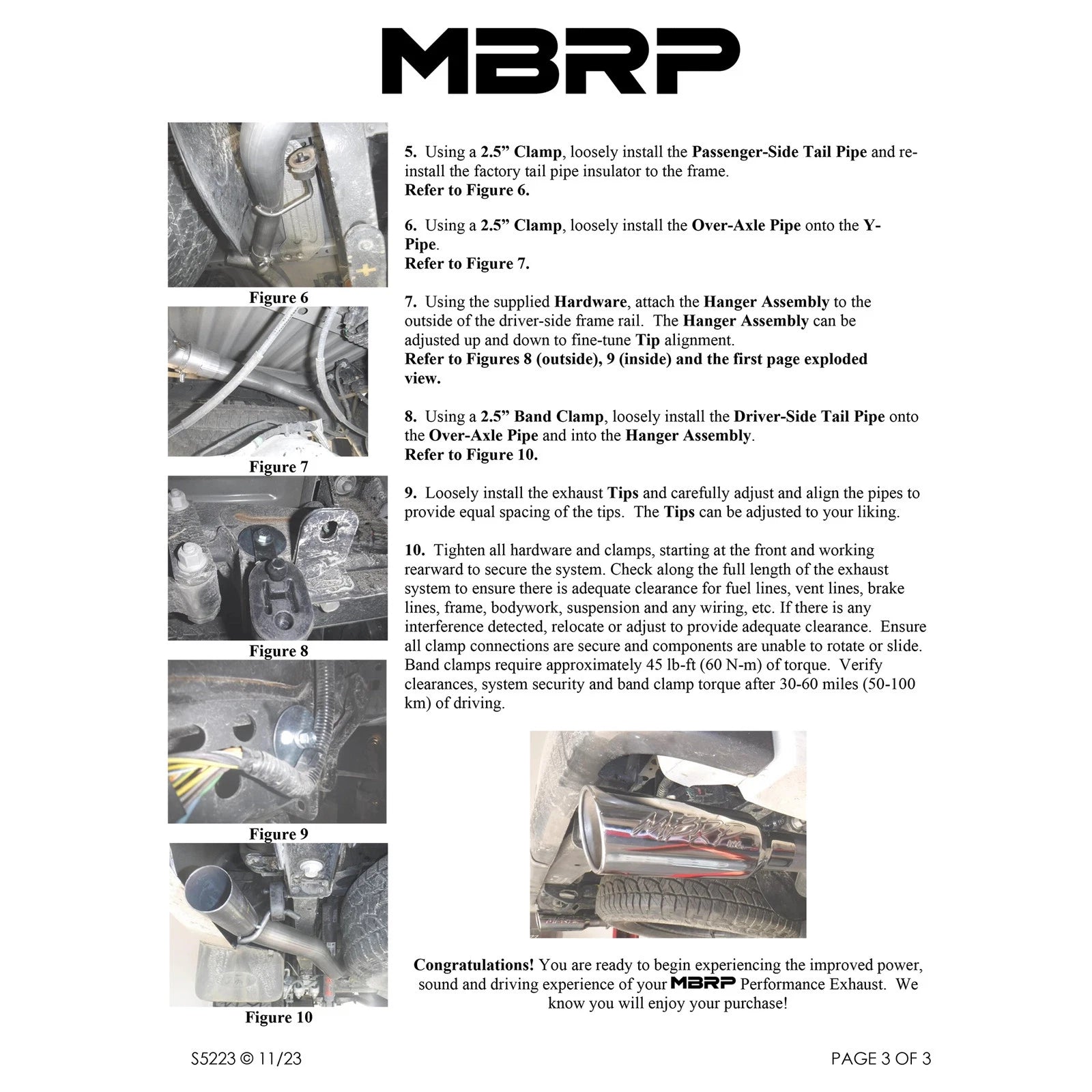 MBRP 3in D&S Cat-Back Exhaust w/ Dual Split & 4in OD Tips | Ford Ranger 19-23 (S5223304)