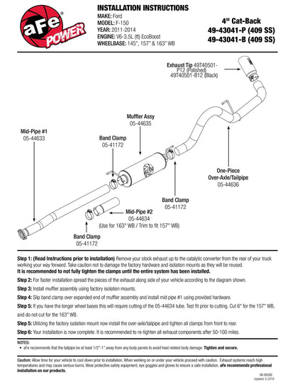 aFe MACH Force-Xp 4in SS Cat-Back Exhaust | Ford F-150 V6 3.5L (11-14) (49-43041-B)
