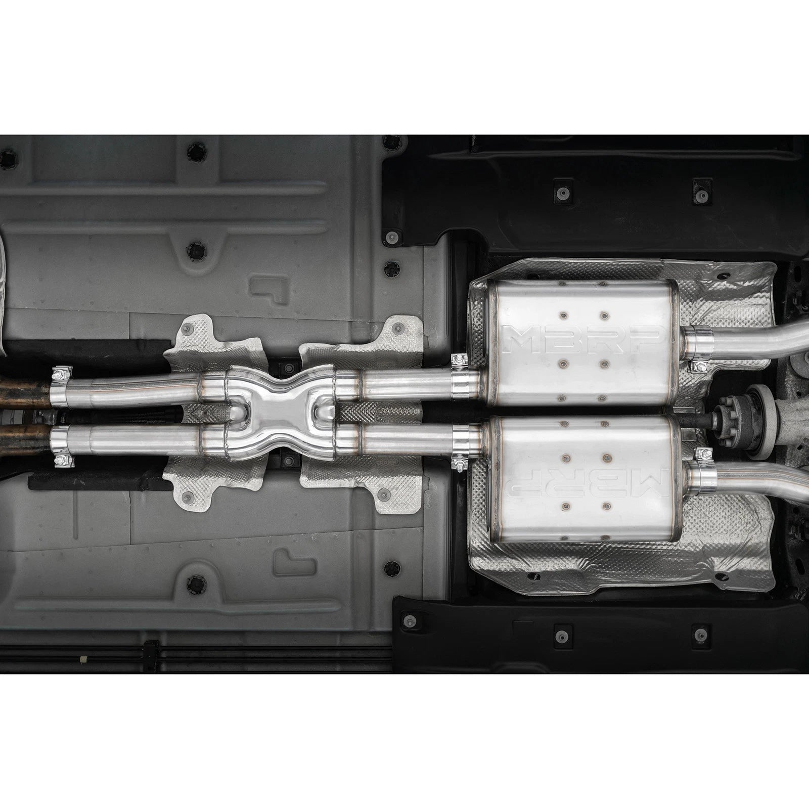 MBRP 2.5in Quad Split Rear Exit Cat-Back | Dodge Challenger 15-23 (S71113CF)