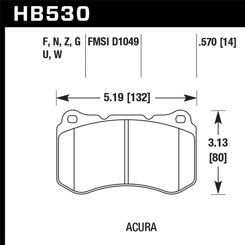 Hawk HB530F.570 HPS Street Front Brake Pads | Acura TL (04-08) (HB530F.570)