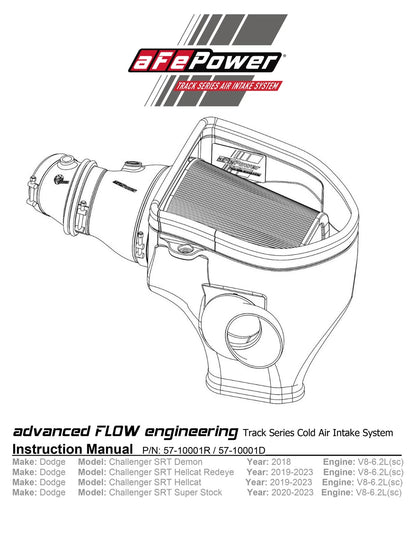 aFe Track Series Stage-2 Carbon Intake | Dodge Challenger 18-23 (57-10001D)