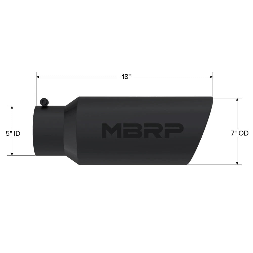 MBRP Universal Tip 7in O.D. Rolled End 5in inlet 18in length Black
