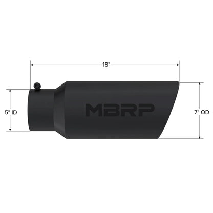 MBRP Universal Tip 7in O.D. Rolled End 5in inlet 18in length Black