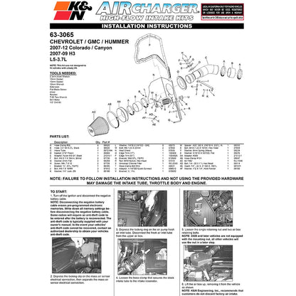 K&N AirCharger Performance Intake | GM Colorado/Canyon H3 (07-09) (63-3065)