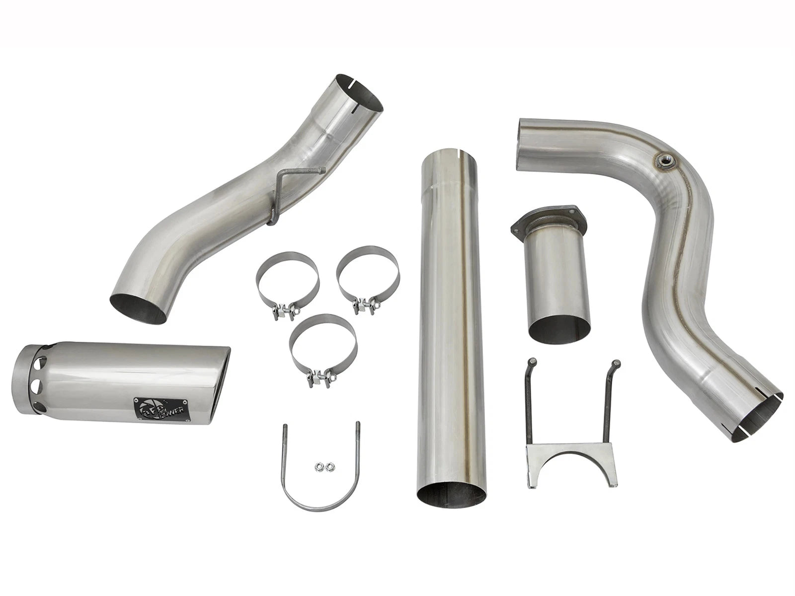 aFe 5in HD 409-SS DPF-Back Exhaust w/ Polished Tip | Ford Diesel Trucks V8 6.7L (17+) (49-43090-P)