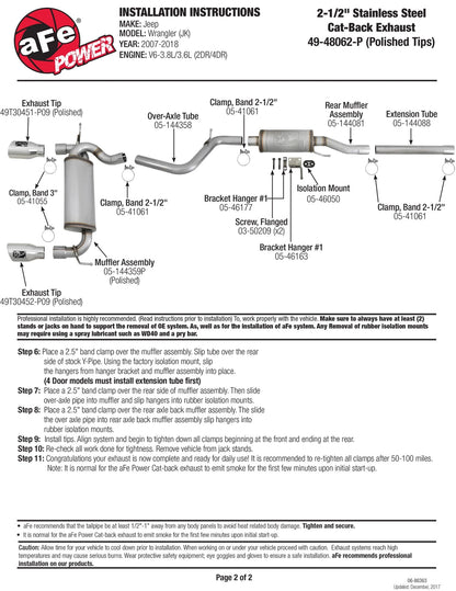 aFe Rebel Series 2.5in 409 SS Cat-Back Exhaust | Jeep Wrangler JK V6 3.6/3.8L (07+) (49-48062-B)
