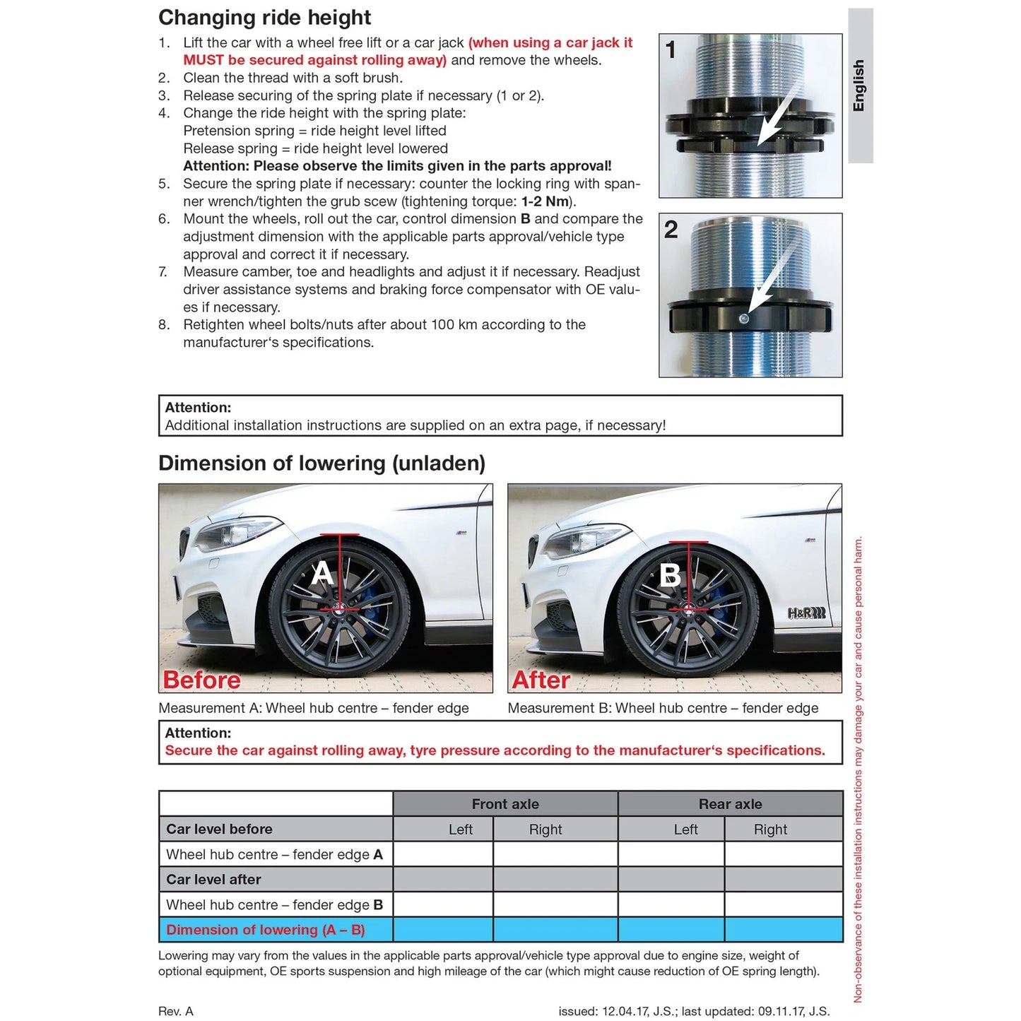 H&R VTF Adjustable Lowering Springs | Porsche 911 Carrera 2/2S/4/4S Cabrio/Coupe (20-22) (23020-1)