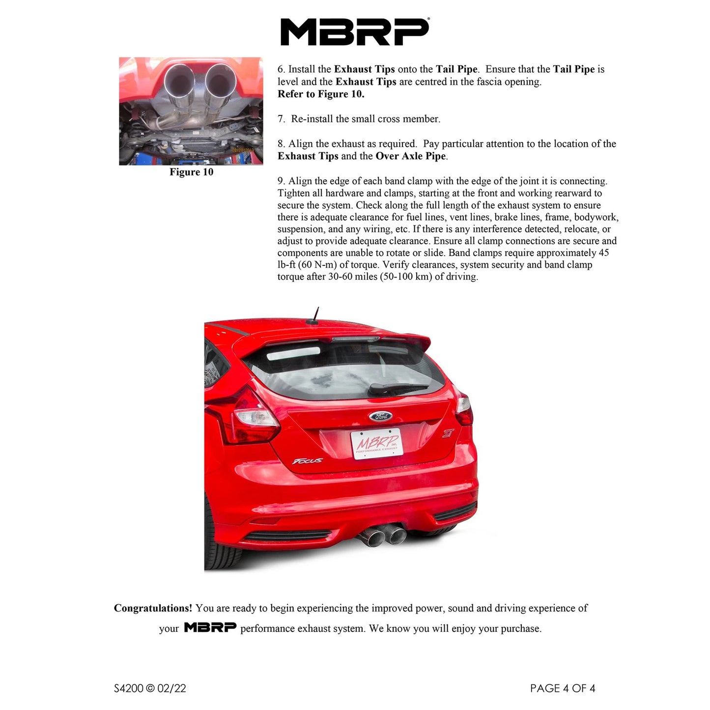 MBRP 3in Dual Center Outlet Cat-Back Exhaust | Ford Focus ST 2.0L EcoBoost (13-14) (S4200AL)