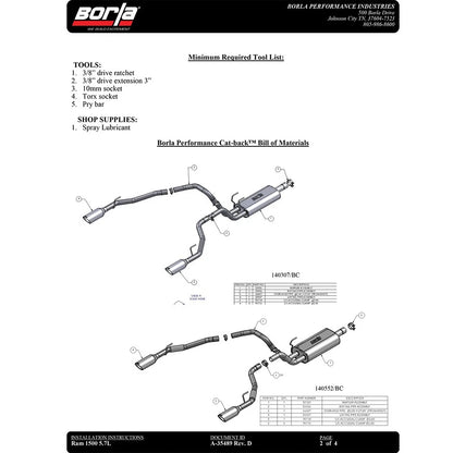 Borla Cat-Back Exhaust System - Touring | Multiple Fitments (140552)