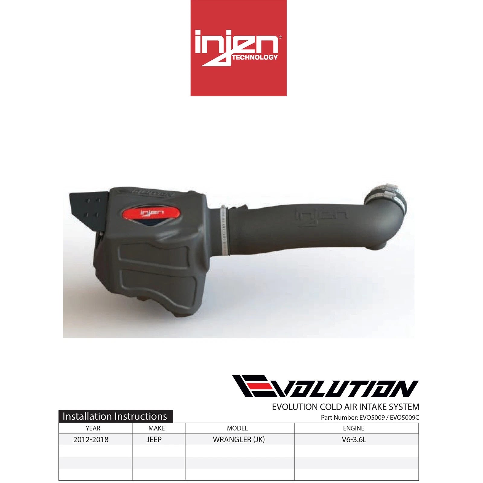 Injen Evolution Cold Air Intake System | Jeep Wrangler JK (07-18) (EVO5009C)