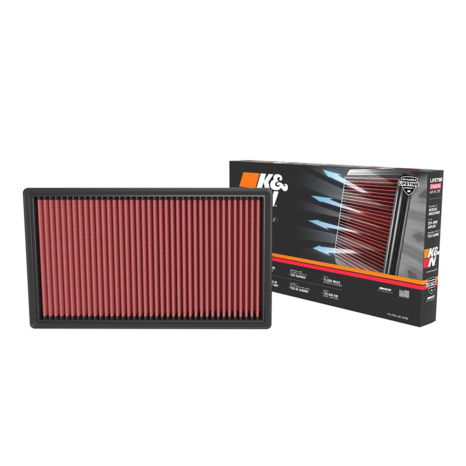 K&N 33-3173 High Flow Performance Air Filter for 2021-22 Mercedes C180 C200 C300