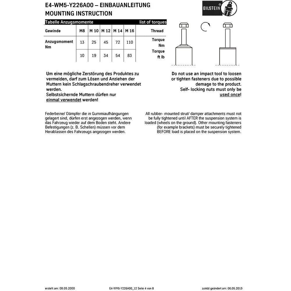 Bilstein B4 OE Replacement Suspension Shock Absorber for 1973-1976 Mercedes-Benz 450SE
