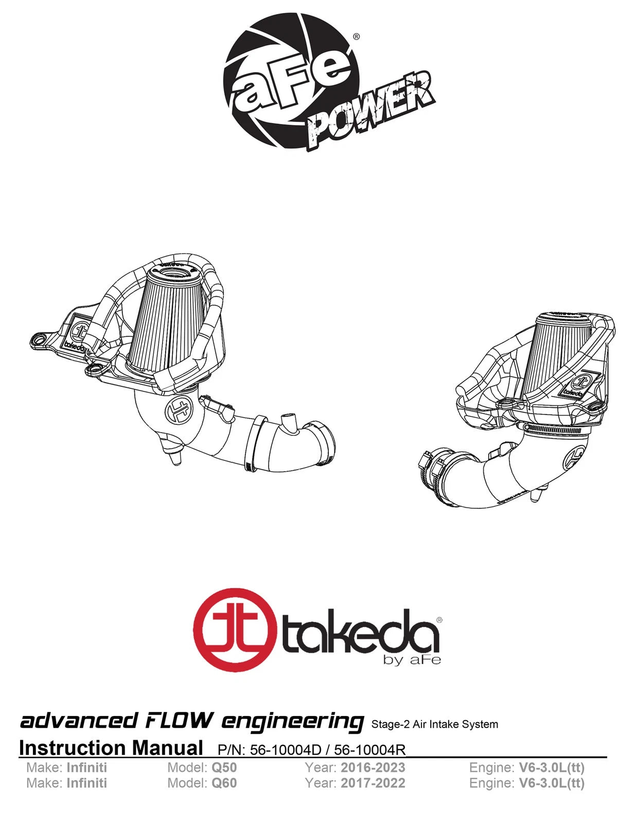 aFe Takeda Stage-2 Pro 5R Cold Air Intake | Infiniti Q50/Q60 V6-3.0L (16-19) (56-10004R)