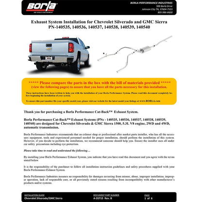 Borla Cat-Back Exhaust System - Touring | Multiple Fitments (140535)