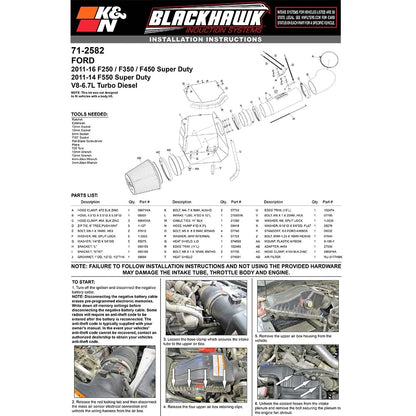 K&N Performance Intake Kit | Ford F250/F350/F450/F550 Super Duty 6.7L V8 DSL (71-2582)