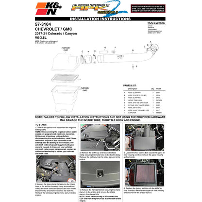 K&N 57 Series FIPK Performance Intake Kit | Chevrolet Colorado (17-20) (57-3104)