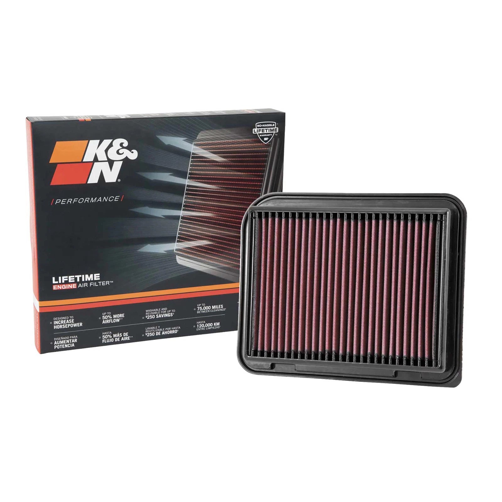 K&N 33-3015 High Flow Performance Air Filter for 12-19 Lancer / 12-21 Outlander