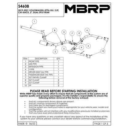 MBRP 3-In Armor Pro Race Dual Rear Exit Cat-Back | VW Jetta GLI (S4608304)