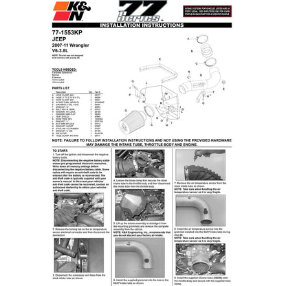 K&N High Flow Performance Kit | Jeep Wrangler (07-10) (77-1553KP)