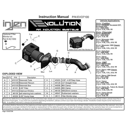Injen Evolution Cold Air Intake System | 2002 - 2006 Cadillac Escalade  (EVO7100)