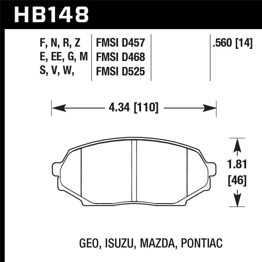 Hawk Performance Street Front Brake Pads | Mazda Miata (1989–1993) (HB148F.560)