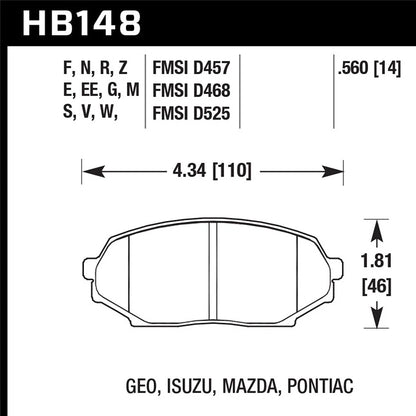 Hawk Performance Street Front Brake Pads | Mazda Miata (1989–1993) (HB148F.560)