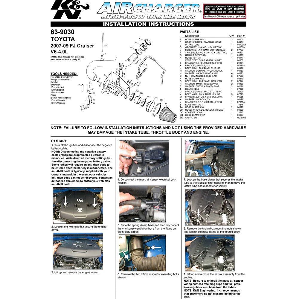 K&N AirCharger Performance Intake | Toyota FJ Cruiser (07-08)