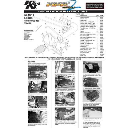 K&N 98-00 Lexus GS400 V8-4.0L Performance Air Intake Kit | Lexus GS400 (98-00) (57-9011)