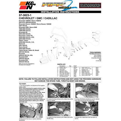 K&N 6.0L V8 Silverado Performance Intake Kit | Chevrolet Silverado (99-04) (57-3023-1)