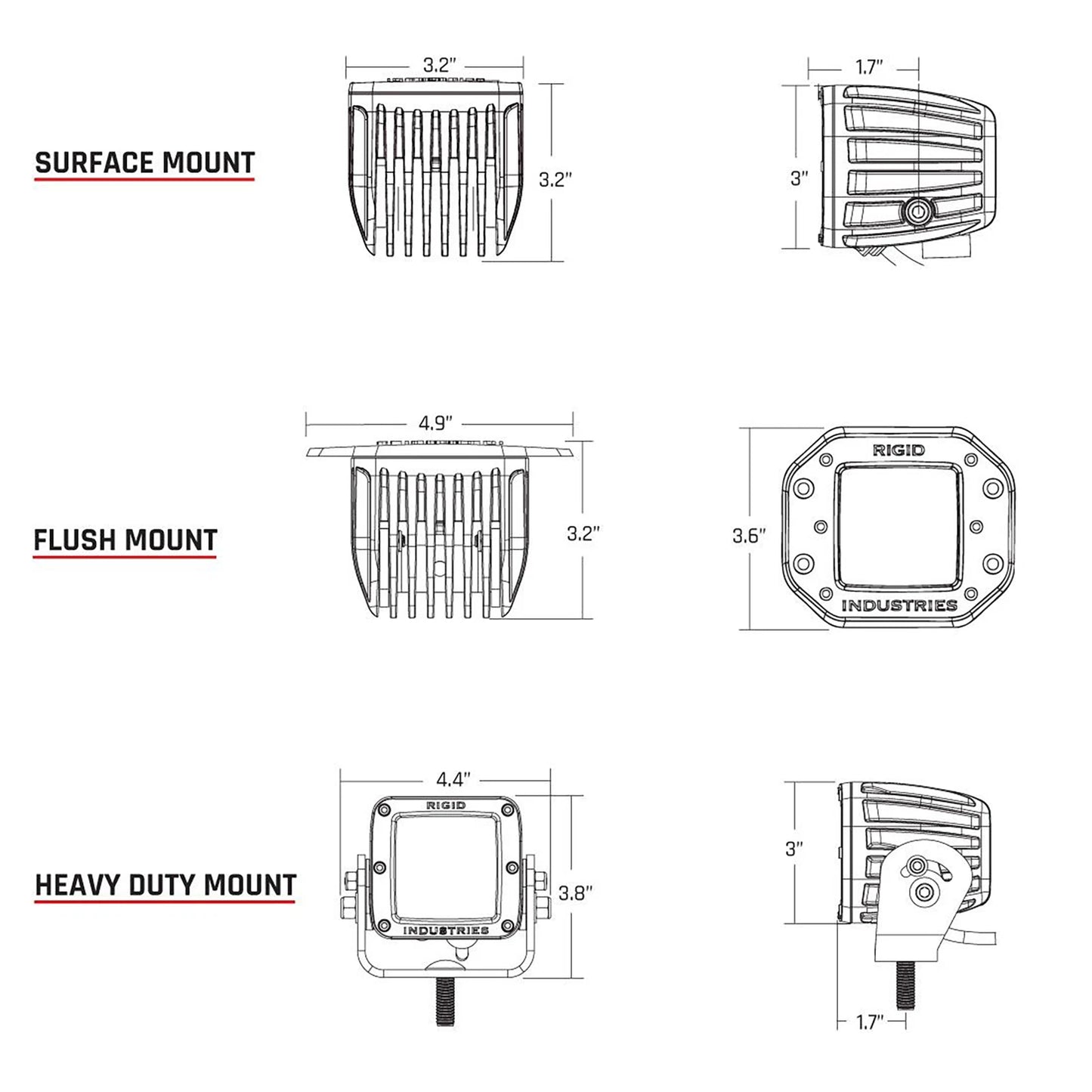 Rigid Industries Rigid D-Series LED Pro Light - Spot / Surface / Pair (RIG202213)