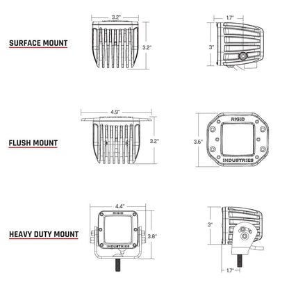 Rigid Industries Rigid D-Series LED Pro Light - Spot / Surface / Pair (RIG202213)