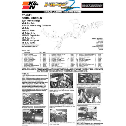 K&N Performance Intake Kit | Ford F150/Expedition / Lincoln Navigator V8-4.6/5.4L (57-2541)