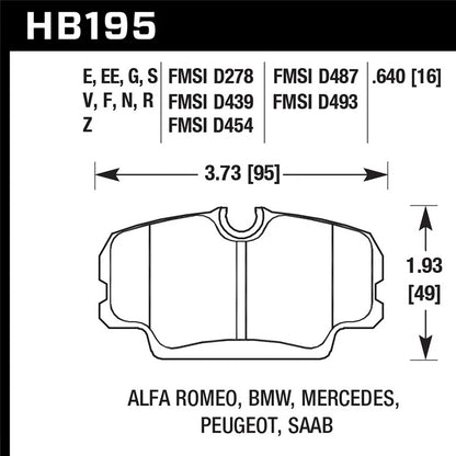 Hawk Performance Street Front Brake Pads | BMW 325 (E30) (HB195F.640)