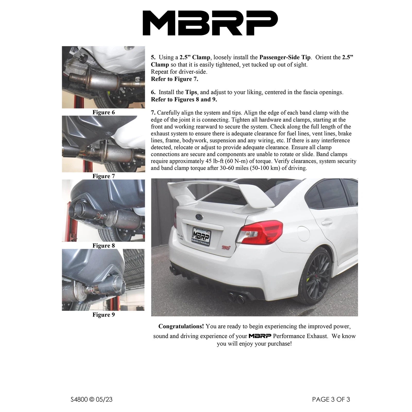 MBRP Pro Series 3" Cat-Back Exhaust - Street Version | 2015-2021 Subaru WRX/STI (S4800)
