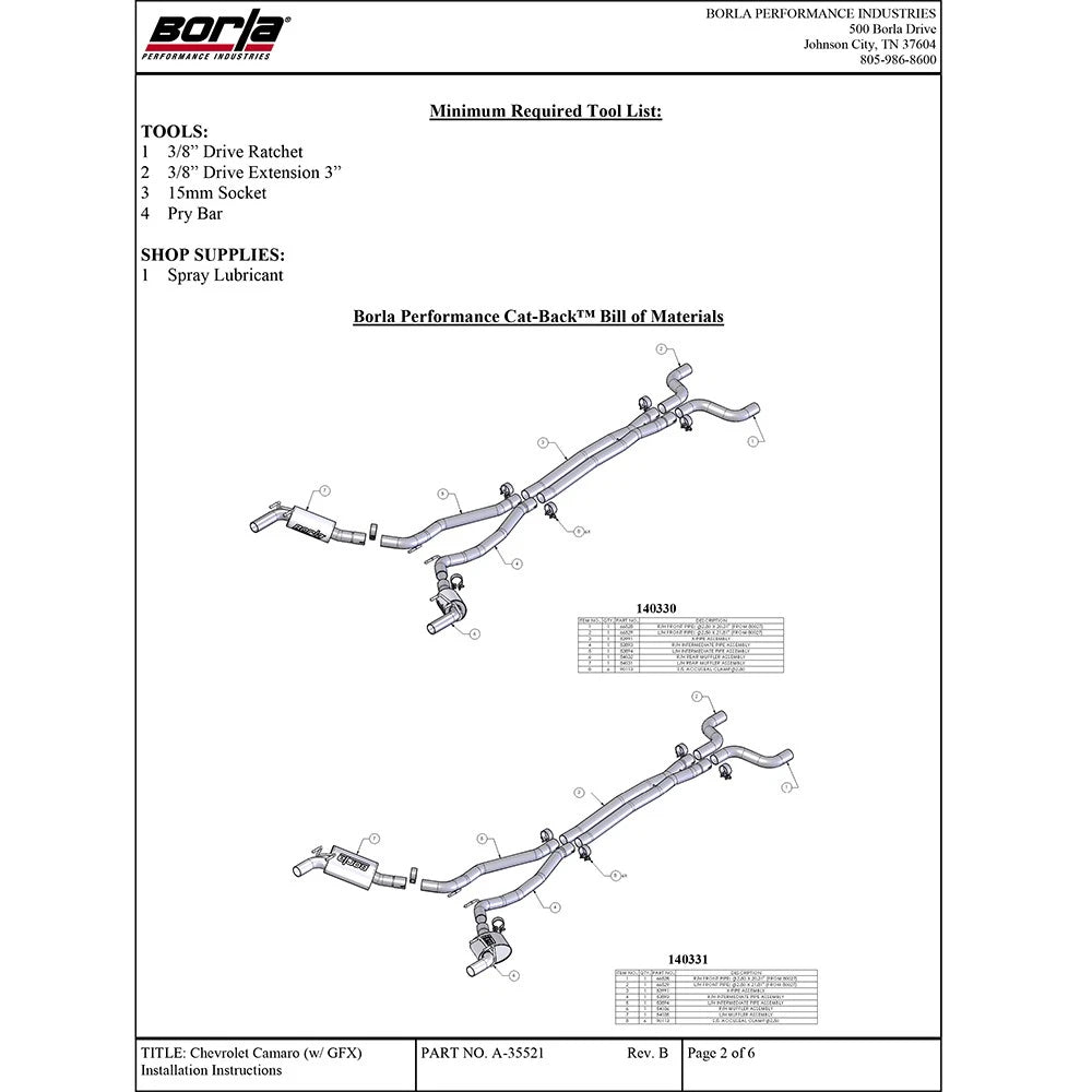 Borla Cat-Back Exhaust System - ATAK | 2010-2013 Chevrolet Camaro 6.2L (140378)