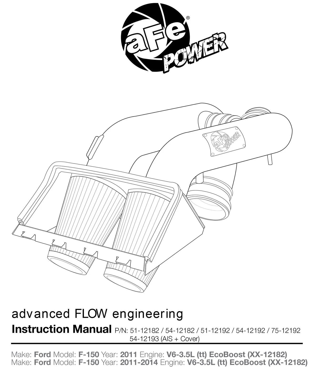 aFe Perf Stage-2 Cold Air Intake | Ford F-150 V6 3.5L EcoBoost 11 (54-12182) (SPF5412182)