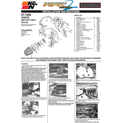 K&N Engineering Performance Intake Kit: Dodge Nitro 2007 - 2010 4.0L V6
