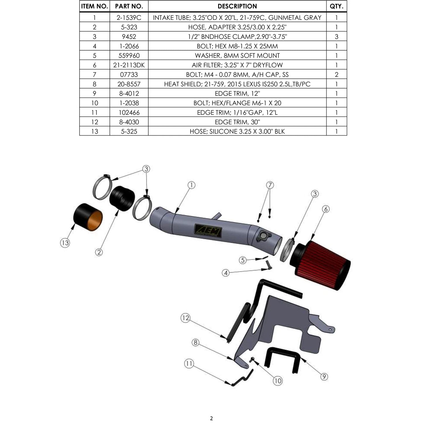 AEM Cold Air Intake | Lexus IS250/350 (14-15) (21-759C)