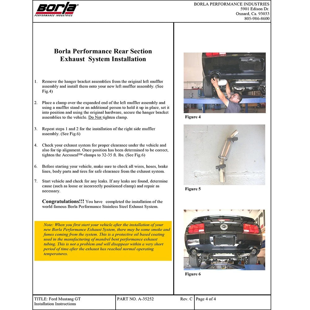 Borla Axle-Back Exhaust System - ATAK | 2005-2009 Ford Mustang GT 4.6L (11806)