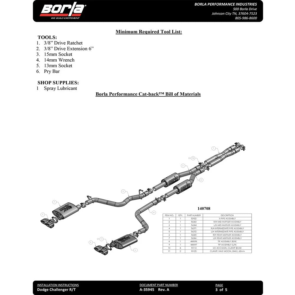 Borla Cat-Back Exhaust System - ATAK | 2009-2014 Dodge Challenger 5.7L (140708)