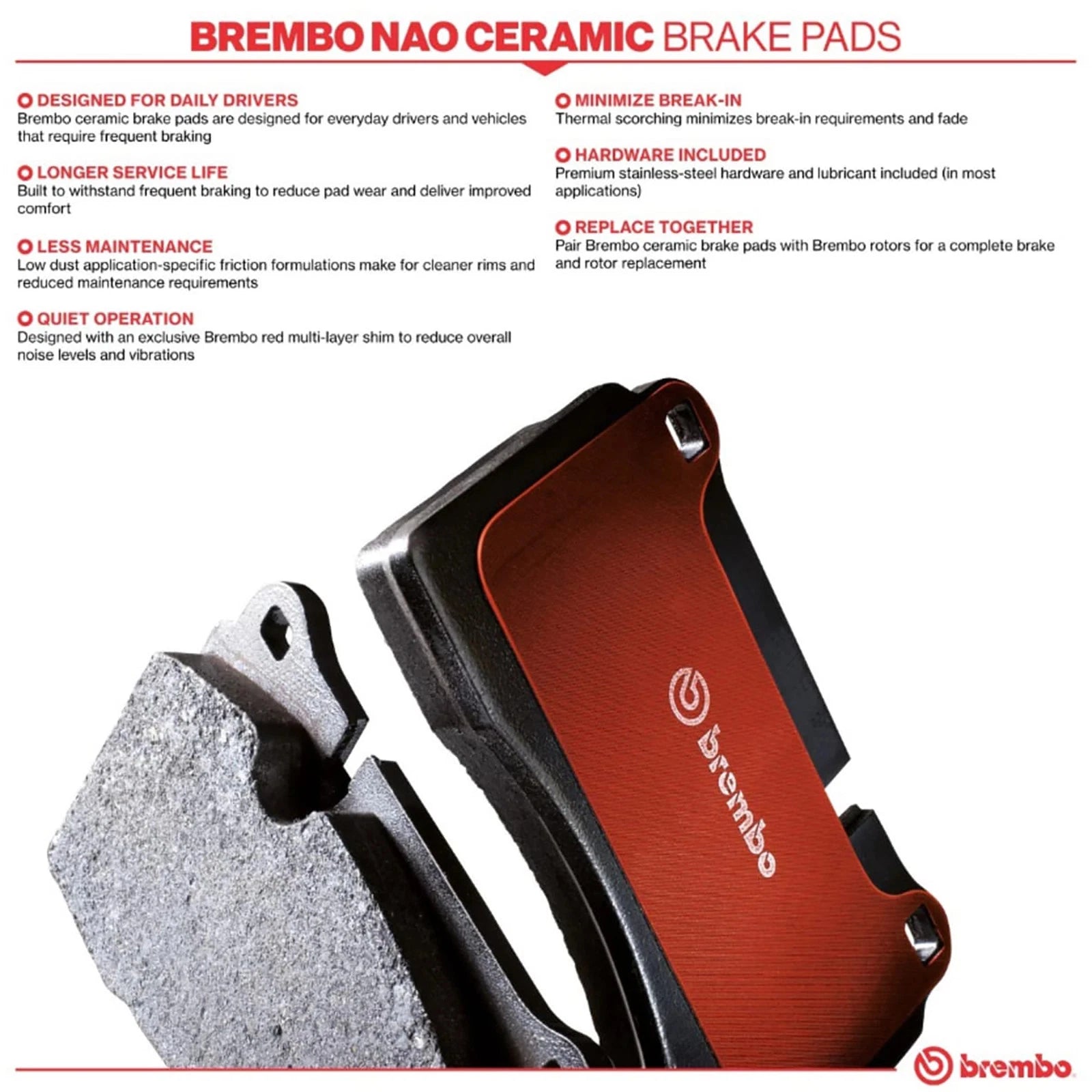 Brembo Premium OE Ceramic Rear Brake Pads | Subaru WRX (16-20) / Legacy/Outback/2019 Crosstrek (15-19) (P78026N)