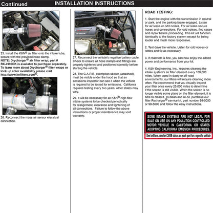 K&N Performance Intake Kit TYPHOON; Toyota Camry, L4-2.4; 2002-2006 | Toyota Camry (02-06) (69-8609TTK)