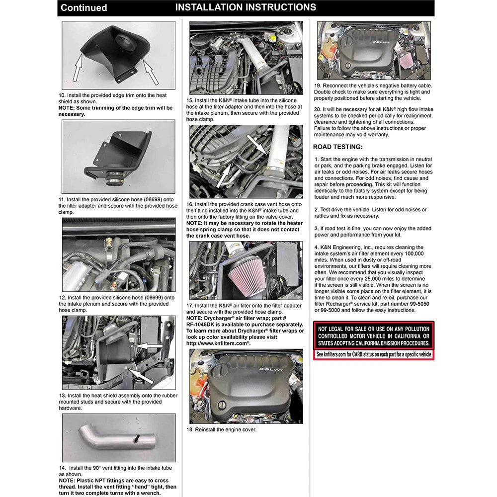 K&N Engineering Silver Typhoon Intake: Dodge Avenger 2011 - 2013 3.6L V6