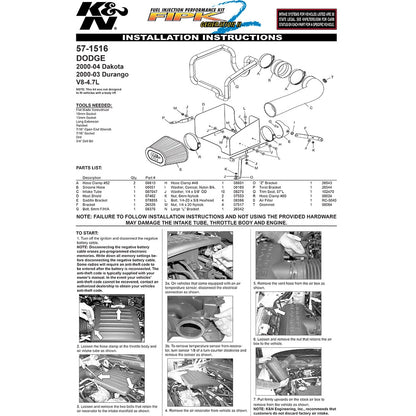 K&N Performance Intake Kit | Dodge Dakota / Durango V8 4.7L (00-04) (57-1516)